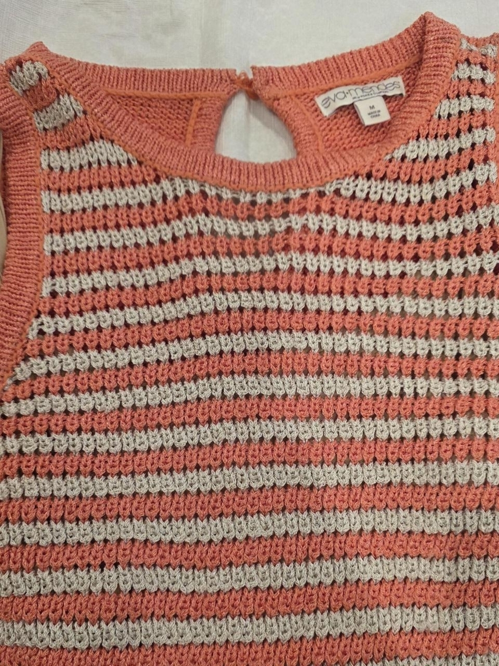 New York & Company Coral and Cream Striped Sleeveless Midi Dress - Picture 4 of 5